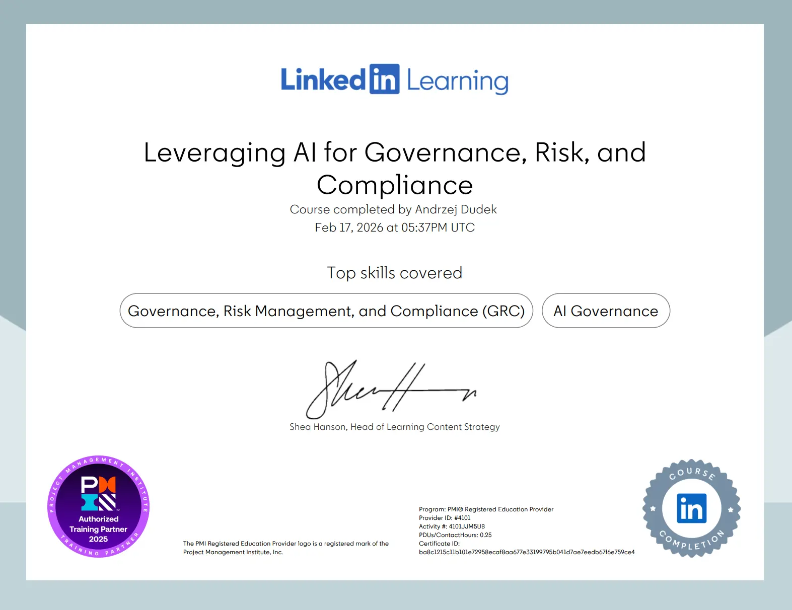 AI for GRC Certificate