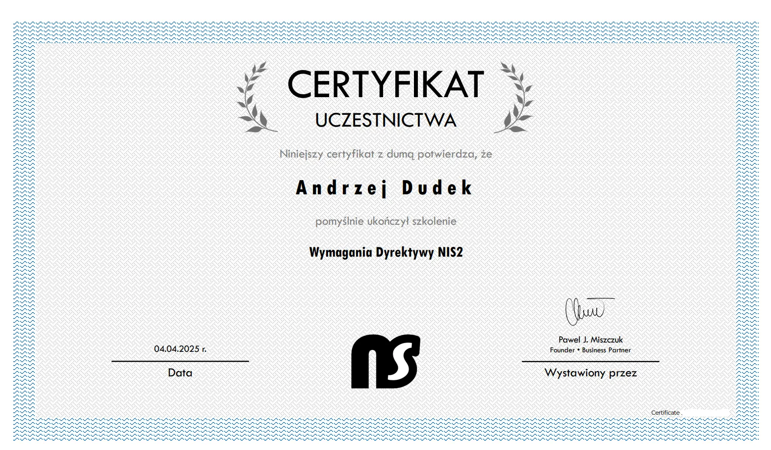 NIS2 Certificate